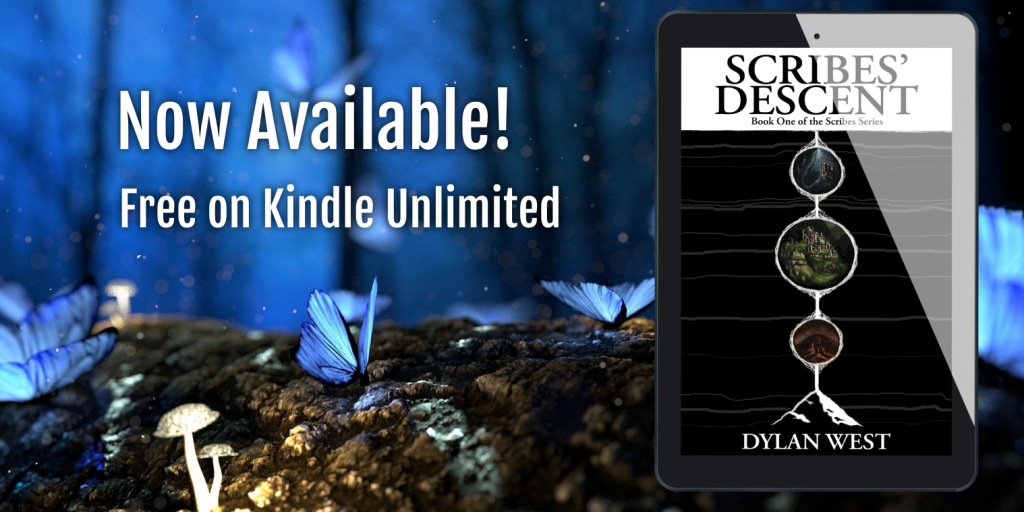 Scribes' Descent Ad Image. Now Available! Free on Kindle Unlimited.