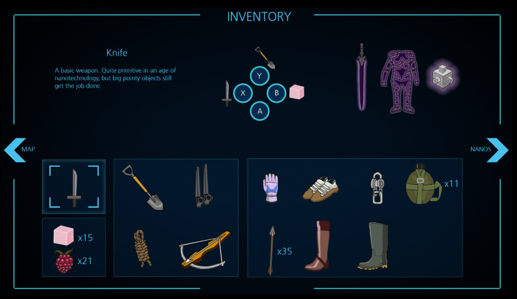 screenshot of Scribes' Descent, the game: inventory screen